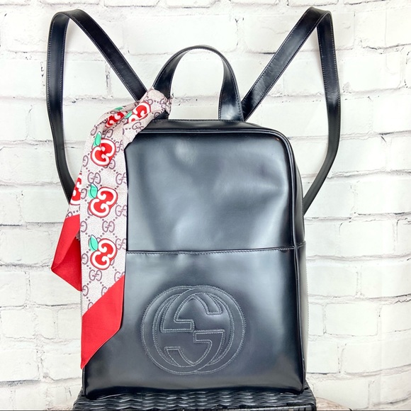 Gucci SOHO black leather backpack with organizer and scarf - Picture 1 of 16